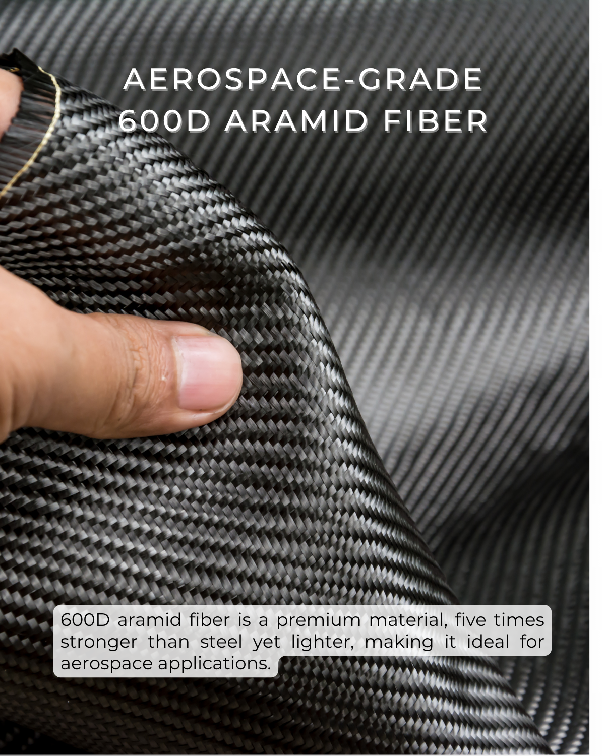 Close-up of aerospace-grade 600D aramid fiber material used for the light and strong galaxy z fold 7 case.
