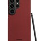 Red textured samsung galaxy s26 ultra case with a pen on a transparent background
