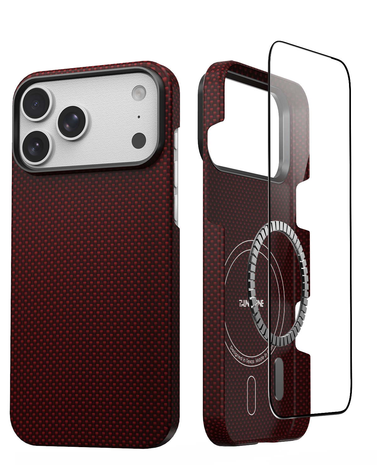 front and back view of iphone 17 pro max case with screen protector