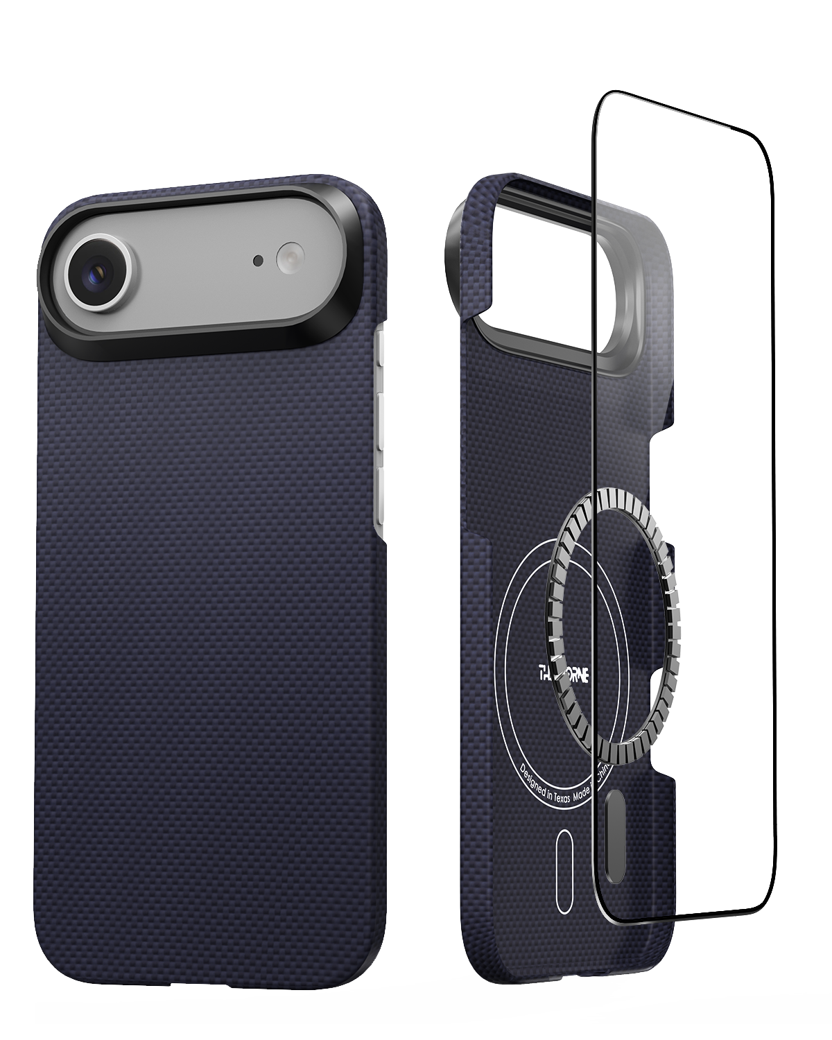 back and front view of iPhone air case with tempered glass screen protector
