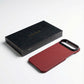 Red iphone air minimalist case with black textured pattern and black box on a white background