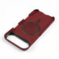 Red iphone case with black circular magnetic array design on a white background