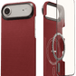 Red iphone air aramid fiber case with screen protector on a white background
