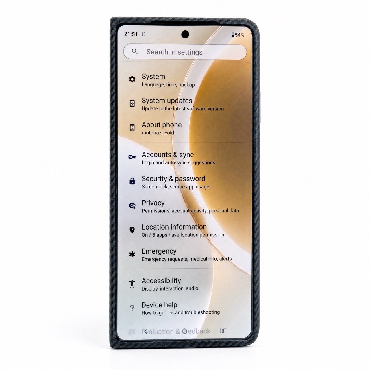 front view of morotola razr fold case
