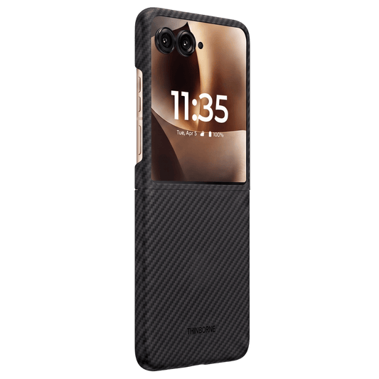 side view of motorola razr ultra 2026 case  standing in white background
