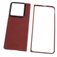 Red textured moto razr fold case with black border on a transparent background
