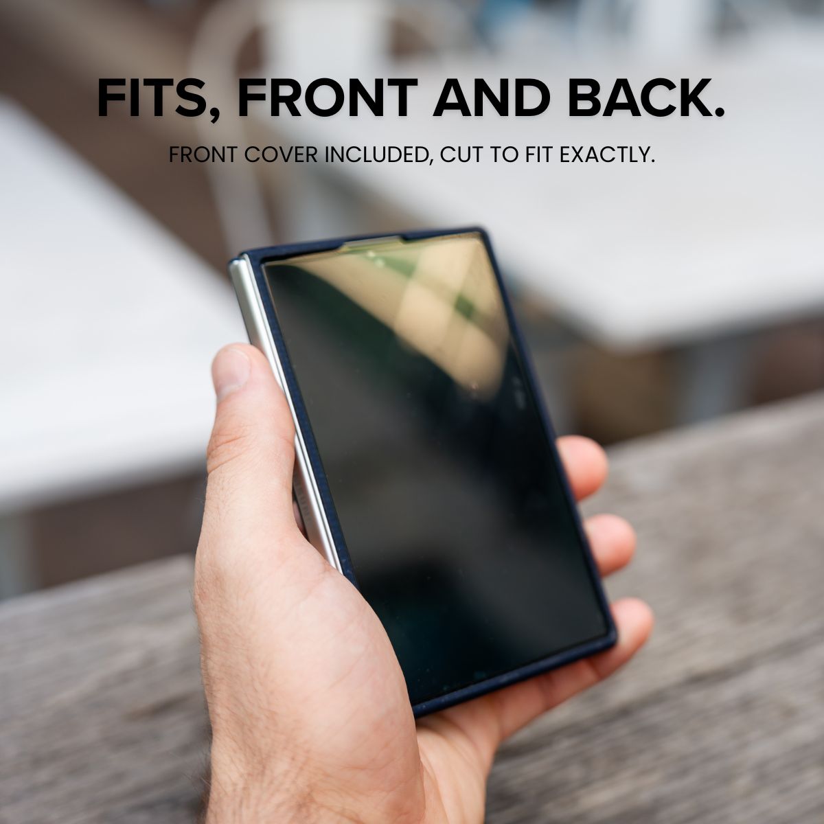 showing the front view of the galaxy z fold 8 with aramid fiber case