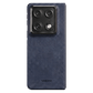 Navy motorola razr fold case with carbon fiber texture on a green background