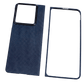 Blue moto razr fold phone case with carbon fiber texture on a transparent background