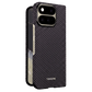 A black carbon fiber Google pixel 11 pro fold phone case with a metallic silver side frame and a white THINBORNE logo near the bottom, shown on a solid green background.