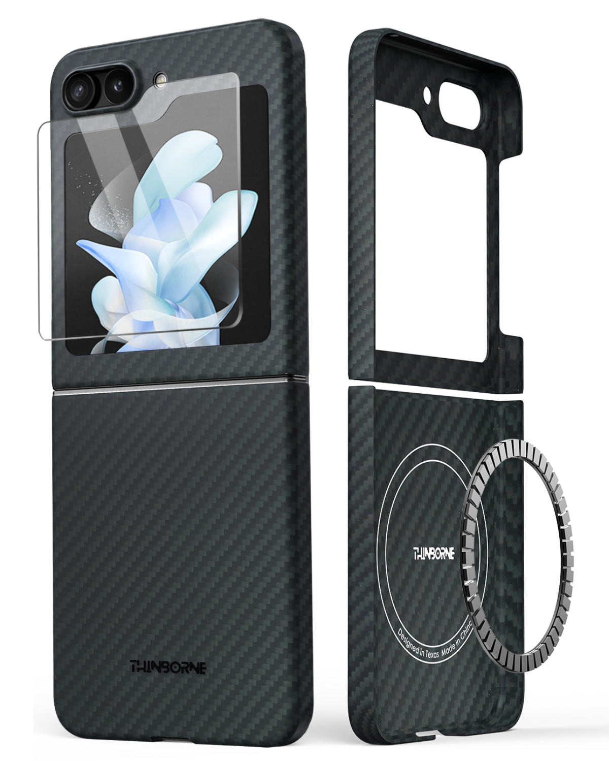 Super Thin Galaxy Z Flip 5 Case 600D Aramid FiberMagSafe