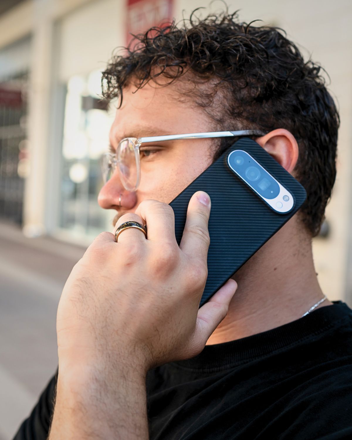 Pixel 10 Pro XL case during a call, sleek and minimal fit.