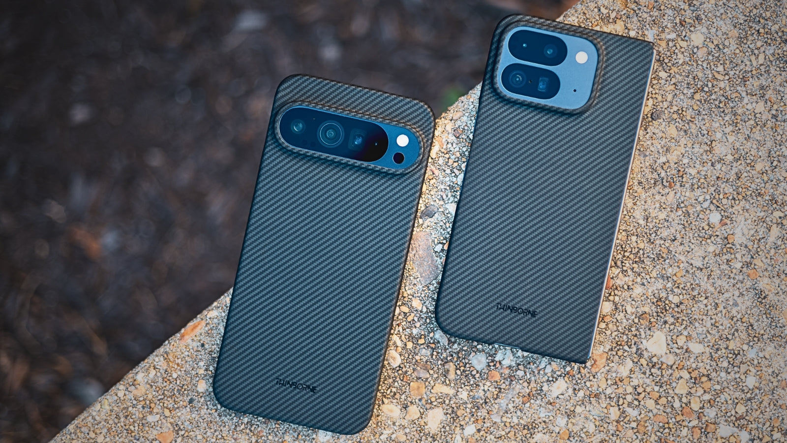 Close-up of Pixel 10 and Pixel 10 Pro foldable phone cases