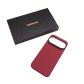 A red textured PIXEL 11 PRO case with a black camera bumper, shown next to its black carbon-fiber-patterned THINSBORNE box on a solid green background.