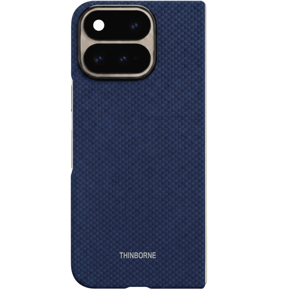 showing the back of navy pixel 11 pro fold case from thinborne