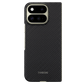 A google pixel 11 pro fold case with a black carbon fiber pattern, shown on a solid green background. The brand name 'THINBORNE' is printed in white near the bottom.