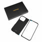 A black carbon fiber-pattern google pixel 11 pro fold  case set shown on a white background, including a fitted case, a separate inner frame piece, and the branded retail box.