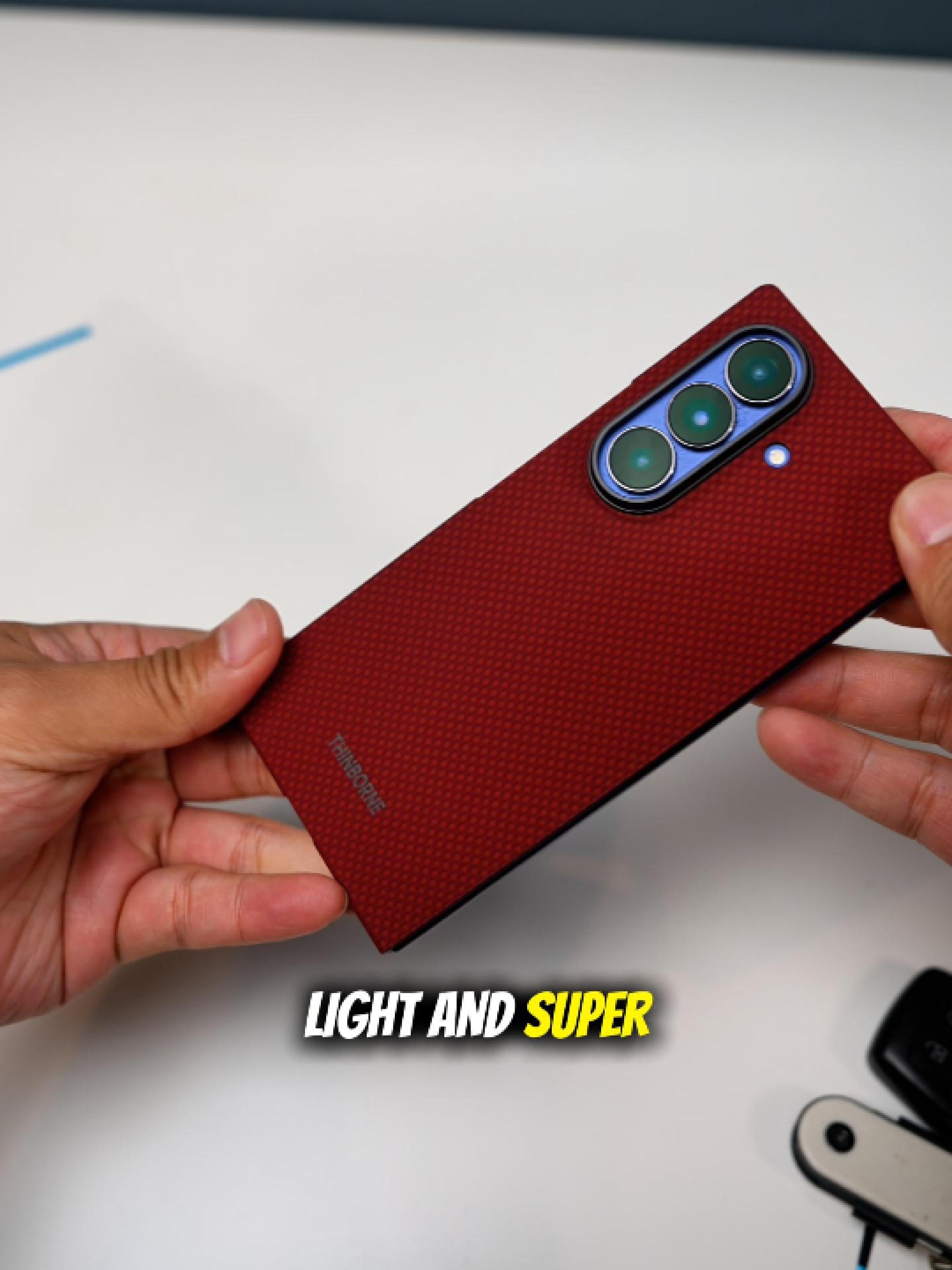 unboxing video of z fold 7 case in red