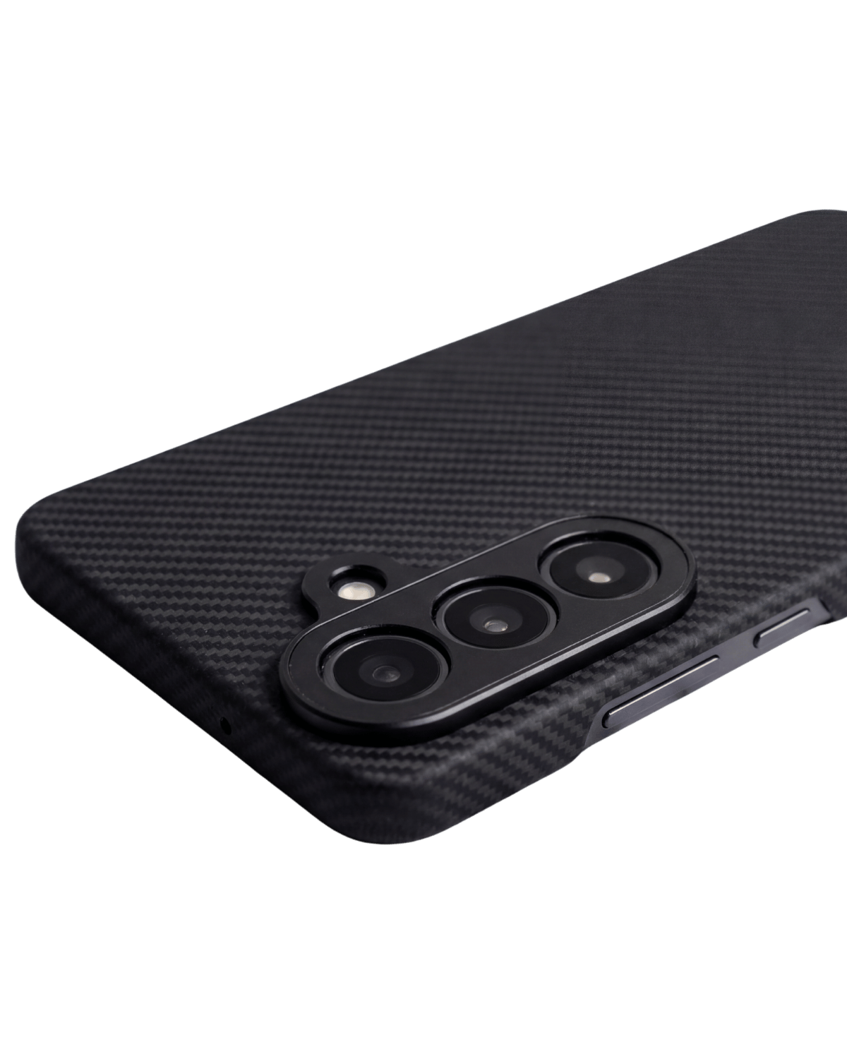 Black textured samsung galaxy s26 phone case with camera module on a transparent background