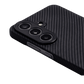 Black samsung galaxy s26 phone case with carbon fiber texture on a transparent background