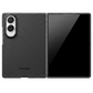 A carbon fibe samsung galaxy z fold 8 phone case shown on a folded smartphone, displayed in front and back views side by side on a plain white background.