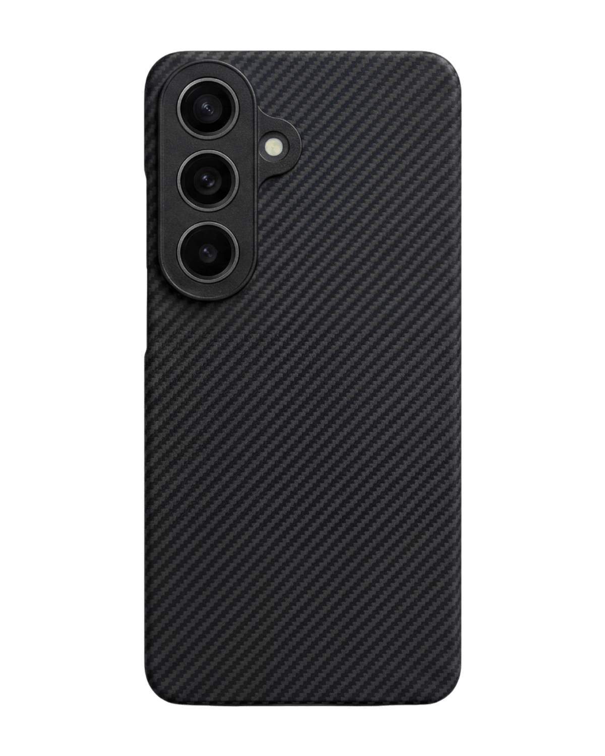 Black carbon fiber samsung galaxy s26 plus phone case on a transparent background